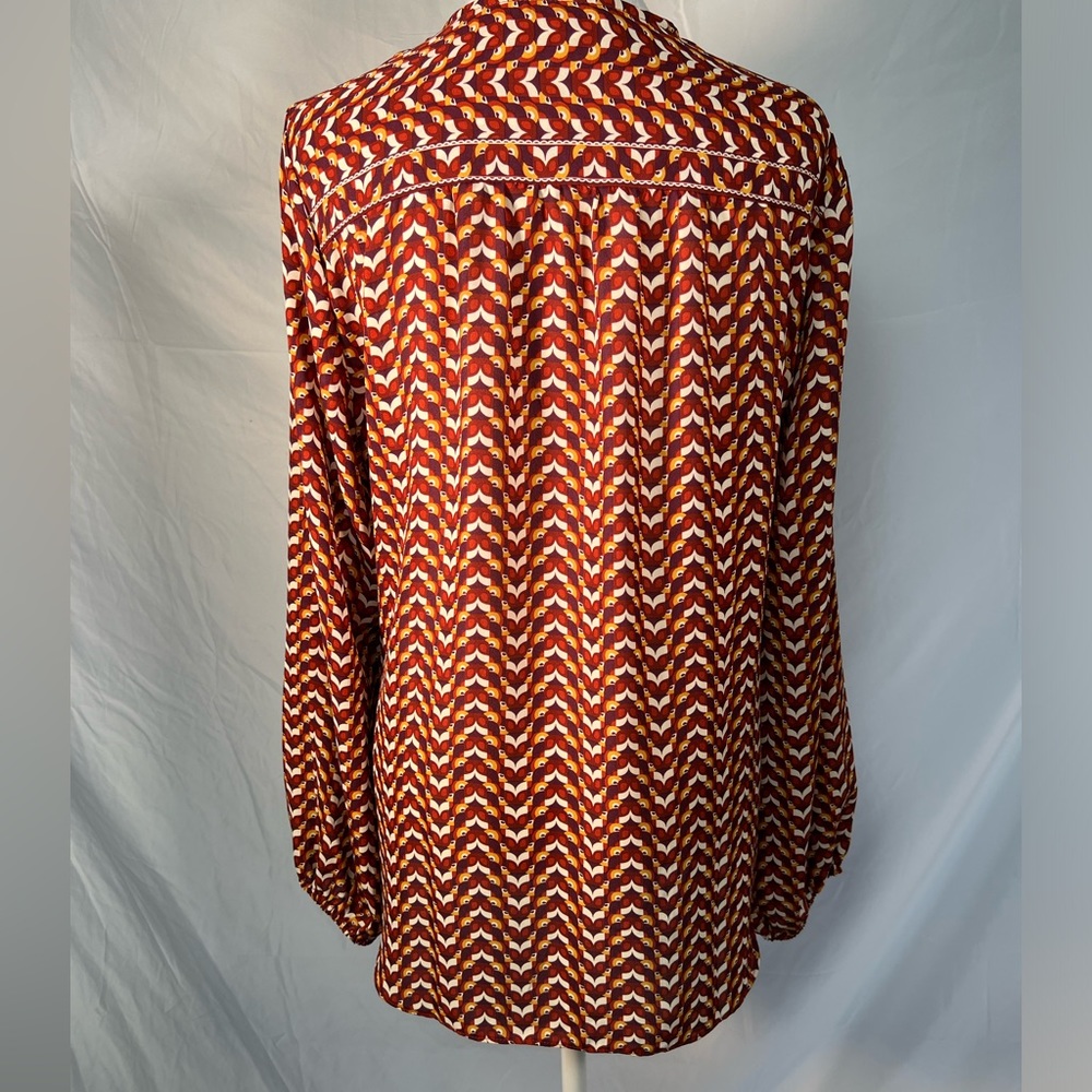 Max Studio rust multi color Fall top blouse - Picture 7 of 8